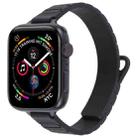For Apple Watch 46mm / 49mm / 45mm / 44mm Slim I-shaped Magnetic Silicone Watch Band(Black+Black) - 1