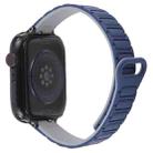 For Apple Watch 46mm / 49mm / 45mm / 44mm Slim I-shaped Magnetic Silicone Watch Band(Black+Dark Blue Grey) - 2