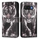 For Google Pixel 9a Colored Drawing Pattern Plain Weave Leather Phone Case(Black And White Tiger) - 2