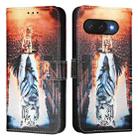 For Google Pixel 9a Colored Drawing Pattern Plain Weave Leather Phone Case(Cats And Tigers) - 2