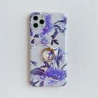 For iPhone 11 Colorful Laser Flower Series TPU Mobile Phone Case with Diamond Ring Holder(Blue Flower) - 2