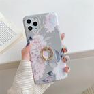 For iPhone 11 Colorful Laser Flower Series TPU Mobile Phone Case with Diamond Ring Holder(Pink Flower) - 1