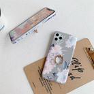 For iPhone 11 Colorful Laser Flower Series TPU Mobile Phone Case with Diamond Ring Holder(Pink Flower) - 2