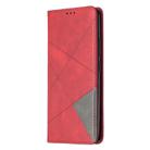 For OPPO Realme C11 Rhombus Texture Horizontal Flip Magnetic Leather Case with Holder & Card Slots(Red) - 2