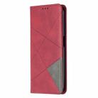 For OPPO Realme 6 Rhombus Texture Horizontal Flip Magnetic Leather Case with Holder & Card Slots(Red) - 2