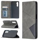 For OPPO Realme 6 Rhombus Texture Horizontal Flip Magnetic Leather Case with Holder & Card Slots(Grey) - 1