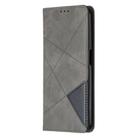 For OPPO Realme 6 Rhombus Texture Horizontal Flip Magnetic Leather Case with Holder & Card Slots(Grey) - 2