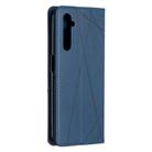 For OPPO Realme 6 Rhombus Texture Horizontal Flip Magnetic Leather Case with Holder & Card Slots(Blue) - 3