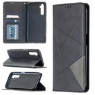 For OPPO Realme 6 Pro Rhombus Texture Horizontal Flip Magnetic Leather Case with Holder & Card Slots(Black) - 1