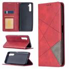 For OPPO Realme 6 Pro Rhombus Texture Horizontal Flip Magnetic Leather Case with Holder & Card Slots(Red) - 1