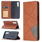 For OPPO Realme 6 Pro Rhombus Texture Horizontal Flip Magnetic Leather Case with Holder & Card Slots(Brown) - 1