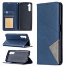 For OPPO Realme 6 Pro Rhombus Texture Horizontal Flip Magnetic Leather Case with Holder & Card Slots(Blue) - 1