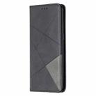 For OPPO Reno3 Pro Rhombus Texture Horizontal Flip Magnetic Leather Case with Holder & Card Slots(Black) - 2