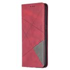 For OPPO Reno3 Pro Rhombus Texture Horizontal Flip Magnetic Leather Case with Holder & Card Slots(Red) - 2