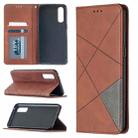 For OPPO Reno3 Pro Rhombus Texture Horizontal Flip Magnetic Leather Case with Holder & Card Slots(Brown) - 1