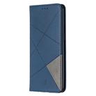 For OPPO Reno3 Pro Rhombus Texture Horizontal Flip Magnetic Leather Case with Holder & Card Slots(Blue) - 2