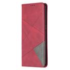For OPPO Reno4 Pro 5G Rhombus Texture Horizontal Flip Magnetic Leather Case with Holder & Card Slots(Red) - 2