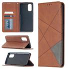 For OPPO Reno4 Pro 5G Rhombus Texture Horizontal Flip Magnetic Leather Case with Holder & Card Slots(Brown) - 1