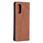 For OPPO Reno4 Pro 5G Rhombus Texture Horizontal Flip Magnetic Leather Case with Holder & Card Slots(Brown) - 3