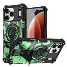 For iPhone 17 Pro Max Camouflage Kickstand Rotating Shaft MagSafe Phone Case(Bright Green Branches) - 1