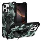 For iPhone 16 Pro Max Camouflage Kickstand Rotating Shaft MagSafe Phone Case(Mint Green Camouflage) - 1