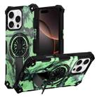 For iPhone 16 Pro Max Camouflage Kickstand Rotating Shaft MagSafe Phone Case(Bright Green Branches) - 1
