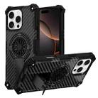 For iPhone 16 Pro Max Camouflage Kickstand Rotating Shaft MagSafe Phone Case(Carbon Fiber Black) - 1