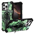 For iPhone 16 Pro Camouflage Kickstand Rotating Shaft MagSafe Phone Case(Bright Green Branches) - 1
