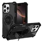 For iPhone 16 Pro Camouflage Kickstand Rotating Shaft MagSafe Phone Case(Carbon Fiber Black) - 1