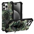 For iPhone 15 Pro Max Camouflage Kickstand Rotating Shaft MagSafe Phone Case(Army Green Camouflage) - 1