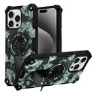 For iPhone 15 Pro Max Camouflage Kickstand Rotating Shaft MagSafe Phone Case(Mint Green Camouflage) - 1