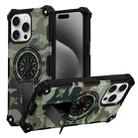 For iPhone 15 Pro Camouflage Kickstand Rotating Shaft MagSafe Phone Case(Army Green Camouflage) - 1