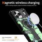 For iPhone 15 Pro Camouflage Kickstand Rotating Shaft MagSafe Phone Case(Bright Green Branches) - 3
