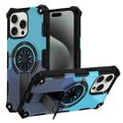 For iPhone 15 Pro Camouflage Kickstand Rotating Shaft MagSafe Phone Case(Carbon Fiber Sky Blue) - 1