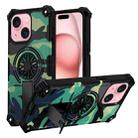 For iPhone 15 Plus Camouflage Kickstand Rotating Shaft MagSafe Phone Case(Green Camouflage) - 1