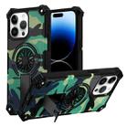 For iPhone 14 Pro Camouflage Kickstand Rotating Shaft MagSafe Phone Case(Green Camouflage) - 1