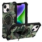 For iPhone 14 Plus Camouflage Kickstand Rotating Shaft MagSafe Phone Case(Army Green Camouflage) - 1