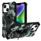 For iPhone 14 Plus Camouflage Kickstand Rotating Shaft MagSafe Phone Case(Mint Green Camouflage) - 1
