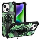 For iPhone 14 Plus Camouflage Kickstand Rotating Shaft MagSafe Phone Case(Bright Green Branches) - 1