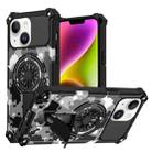 For iPhone 14 / 13 Camouflage Kickstand Rotating Shaft MagSafe Phone Case(Mint Green Camouflage) - 1