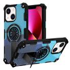 For iPhone 14 / 13 Camouflage Kickstand Rotating Shaft MagSafe Phone Case(Carbon Fiber Sky Blue) - 1