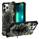 For iPhone 13 Pro Max Camouflage Kickstand Rotating Shaft MagSafe Phone Case(Army Green Camouflage) - 1