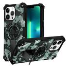 For iPhone 13 Pro Max Camouflage Kickstand Rotating Shaft MagSafe Phone Case(Mint Green Camouflage) - 1