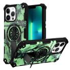 For iPhone 13 Pro Max Camouflage Kickstand Rotating Shaft MagSafe Phone Case(Bright Green Branches) - 1