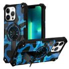 For iPhone 13 Pro Max Camouflage Kickstand Rotating Shaft MagSafe Phone Case(Blue Camouflage) - 1