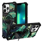 For iPhone 13 Pro Max Camouflage Kickstand Rotating Shaft MagSafe Phone Case(Green Camouflage) - 1