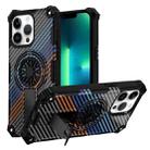 For iPhone 13 Pro Max Camouflage Kickstand Rotating Shaft MagSafe Phone Case(Carbon Fiber Rainbow) - 1