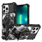 For iPhone 13 Pro Camouflage Kickstand Rotating Shaft MagSafe Phone Case(Mint Green Camouflage) - 1