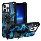 For iPhone 13 Pro Camouflage Kickstand Rotating Shaft MagSafe Phone Case(Blue Camouflage) - 1