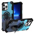 For iPhone 13 Pro Camouflage Kickstand Rotating Shaft MagSafe Phone Case(Carbon Fiber Sky Blue) - 1